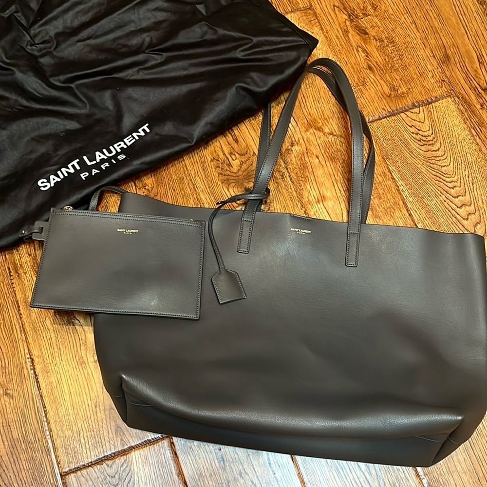 Saint Laurent east/west leather shopping tote